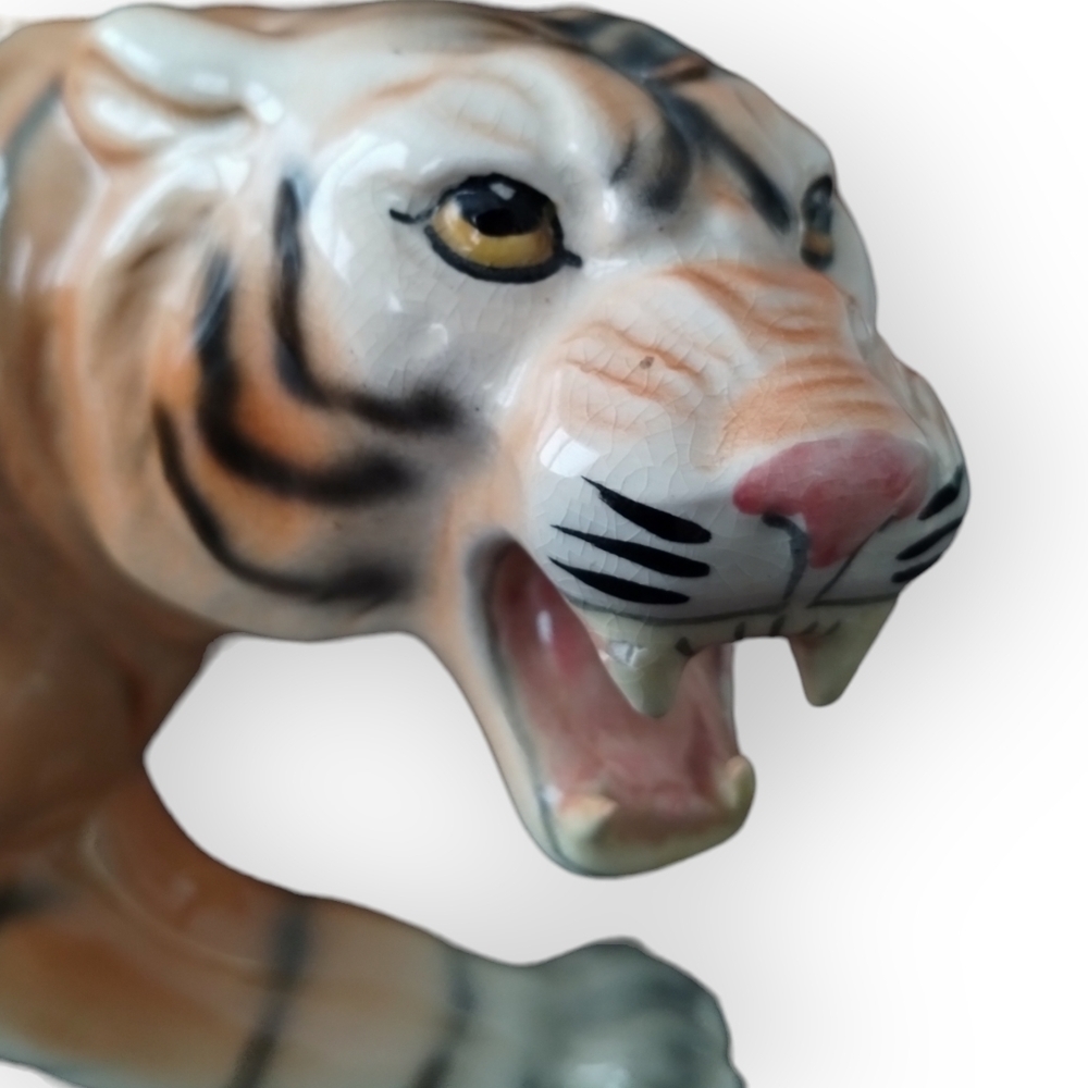 Large 17" Melba Ware England Ceramic Tiger Figurine MCM Staffordshire - Picture 9 of 9